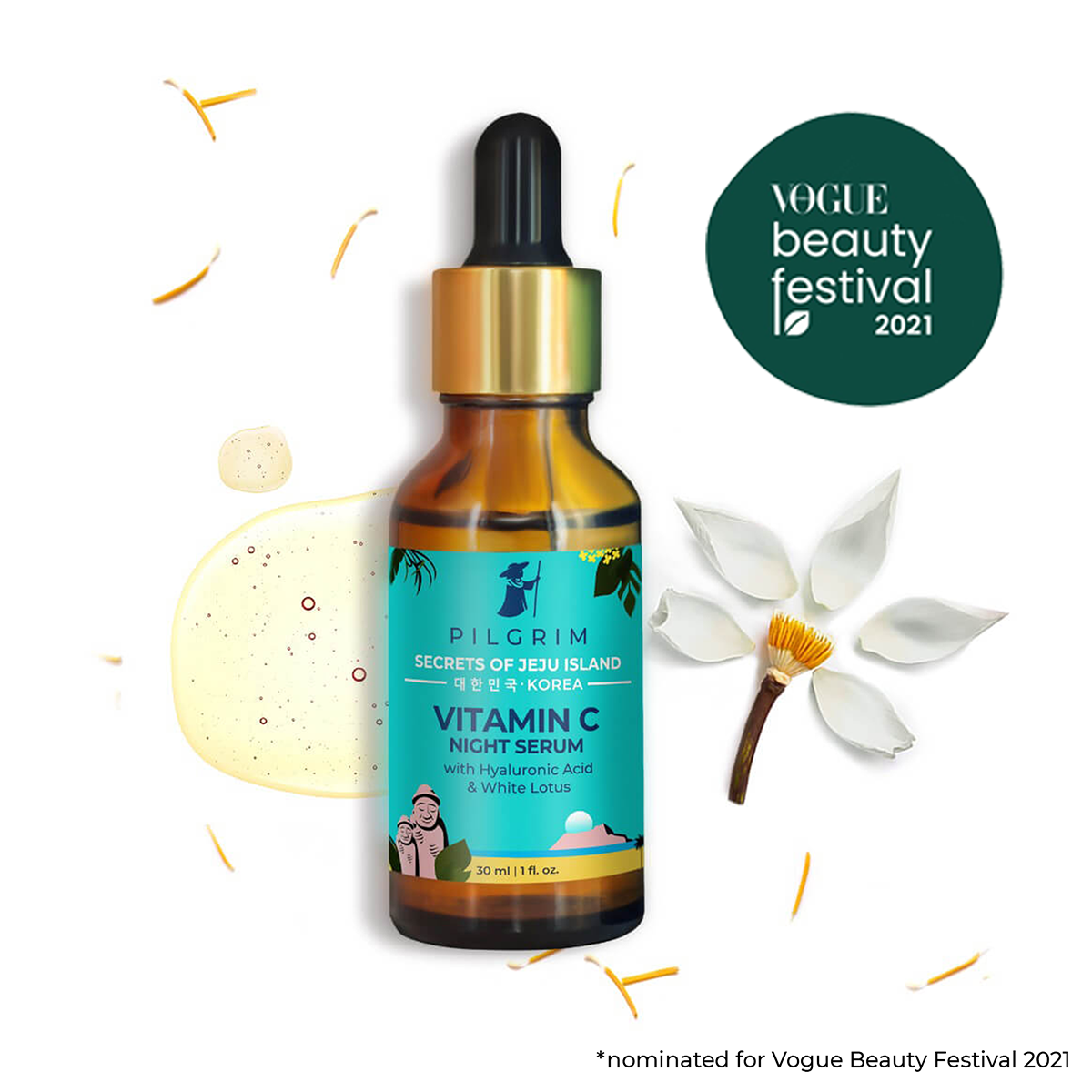 Vitamin C Night Serum (Oil-based) with Hyaluronic Acid & White Lotus